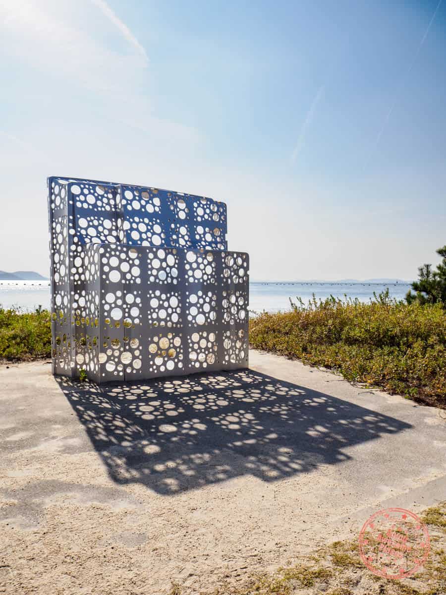 shipyard works stern with hole by shinro ohtake on naoshima island