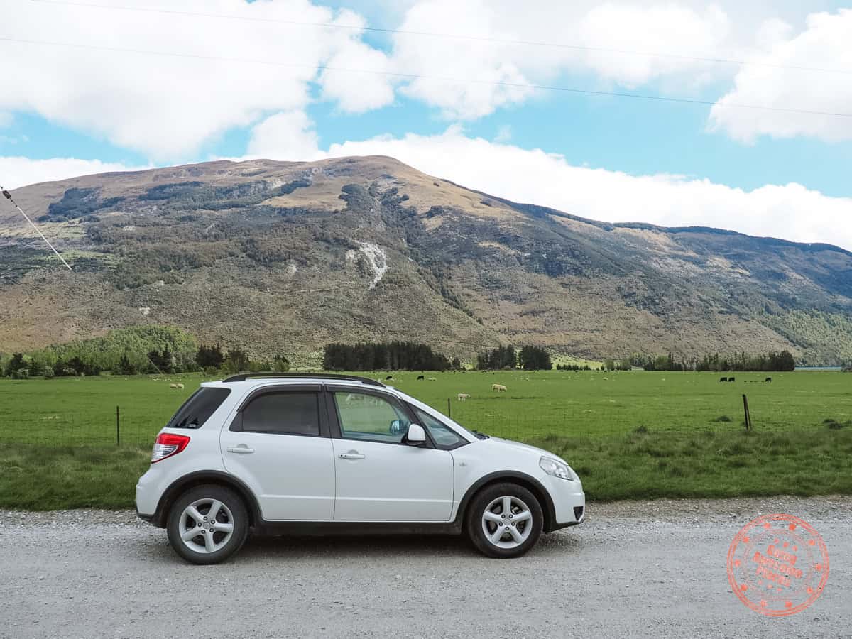 car rental on the side of the road in new zealand