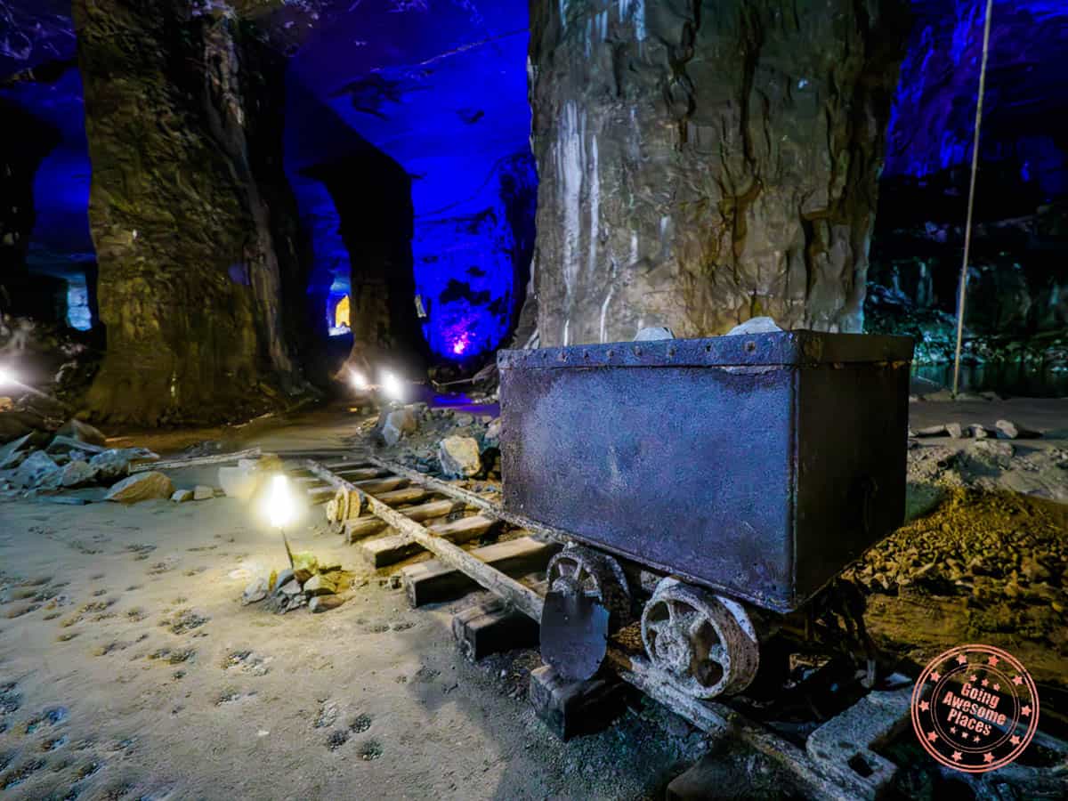 old mining cart in bonne terre mine in the missouri ozarks