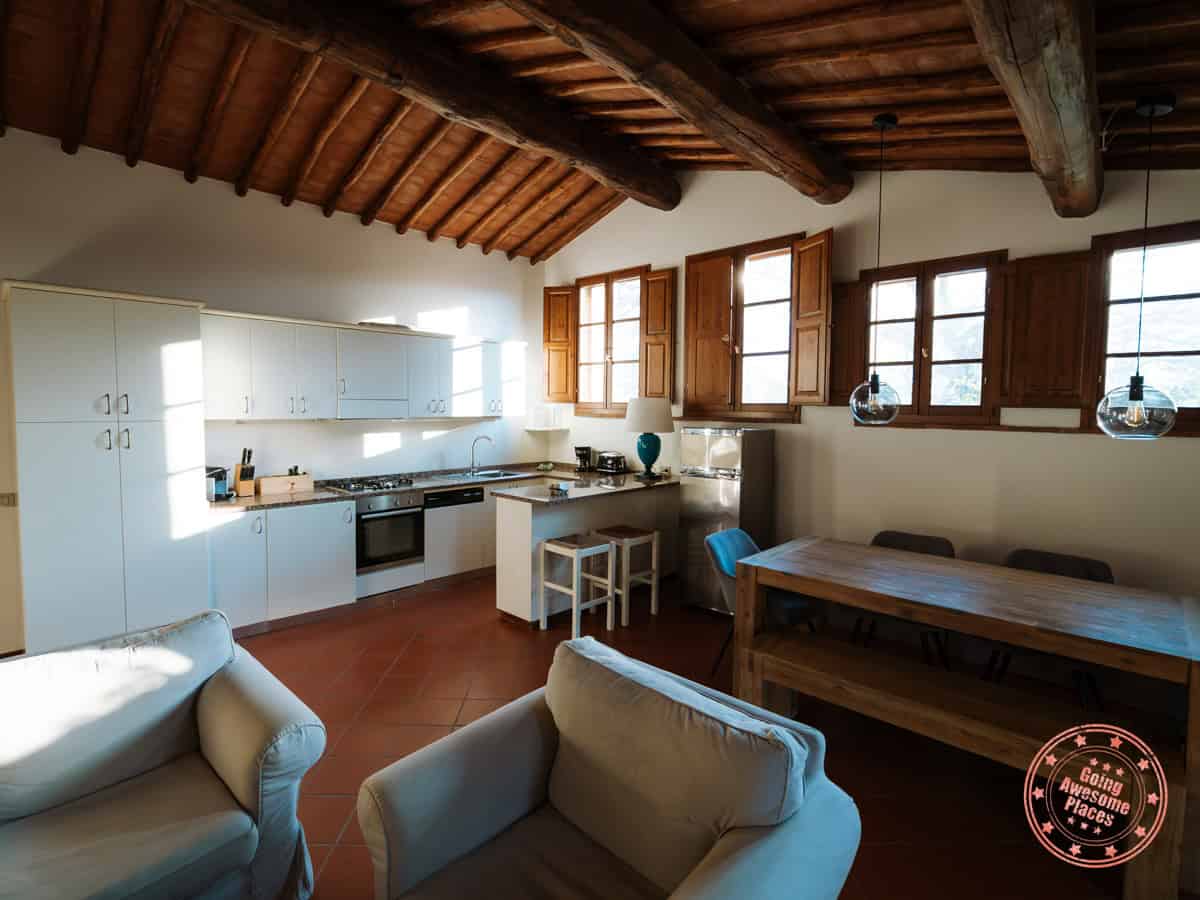 l'oliveta at montebuoni living space and kitchen