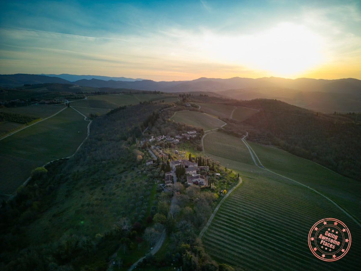 l'oliveta and montebuoni villas aerial view from drone