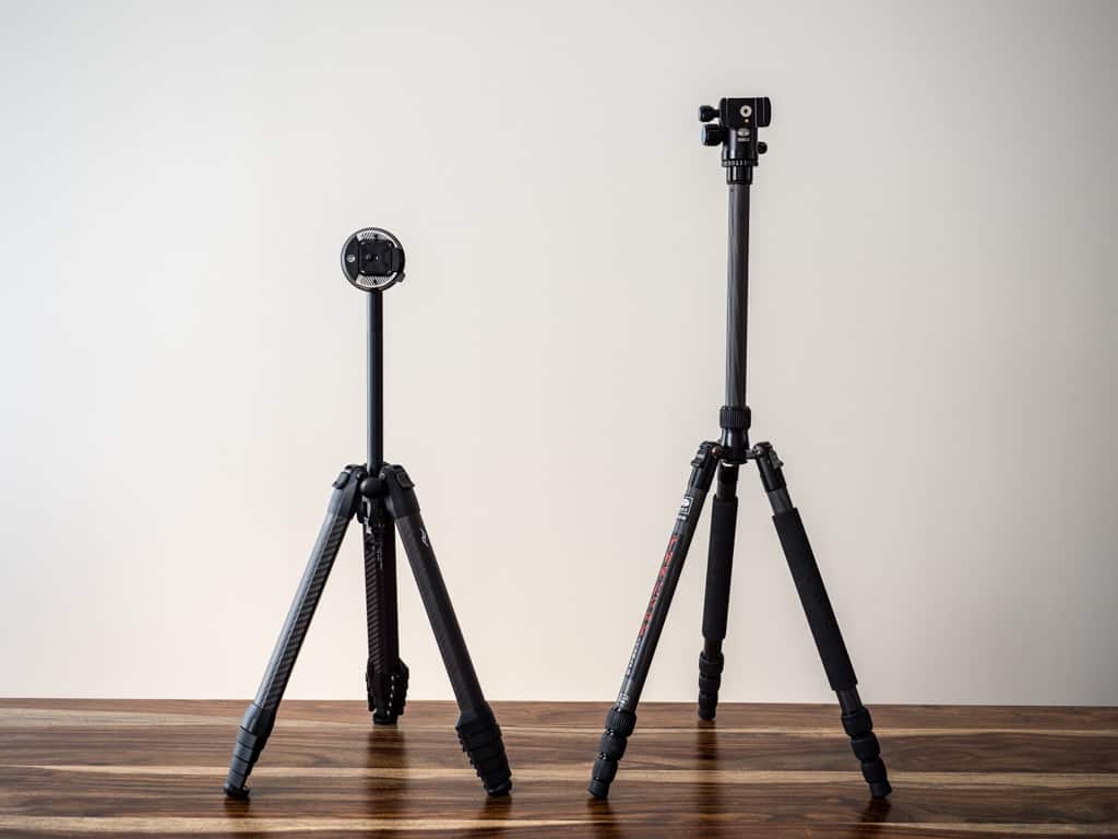 peak design travel tripod and sirui t-024x side by side comparison