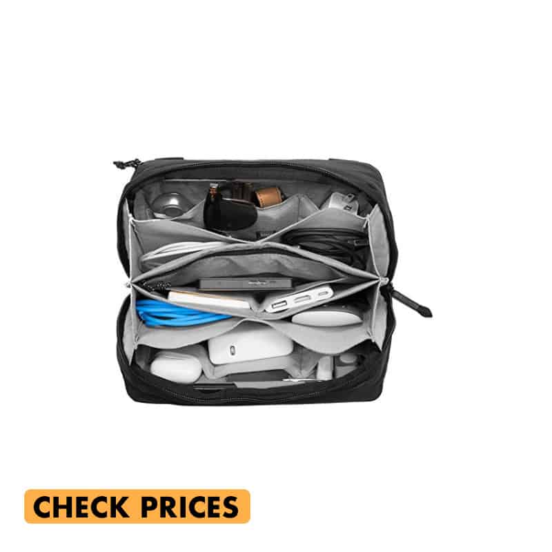 peak design tech pouch opened up with gear inside