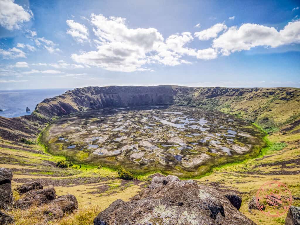 rano kau view from via a tare hike on the eastern rim of the crater