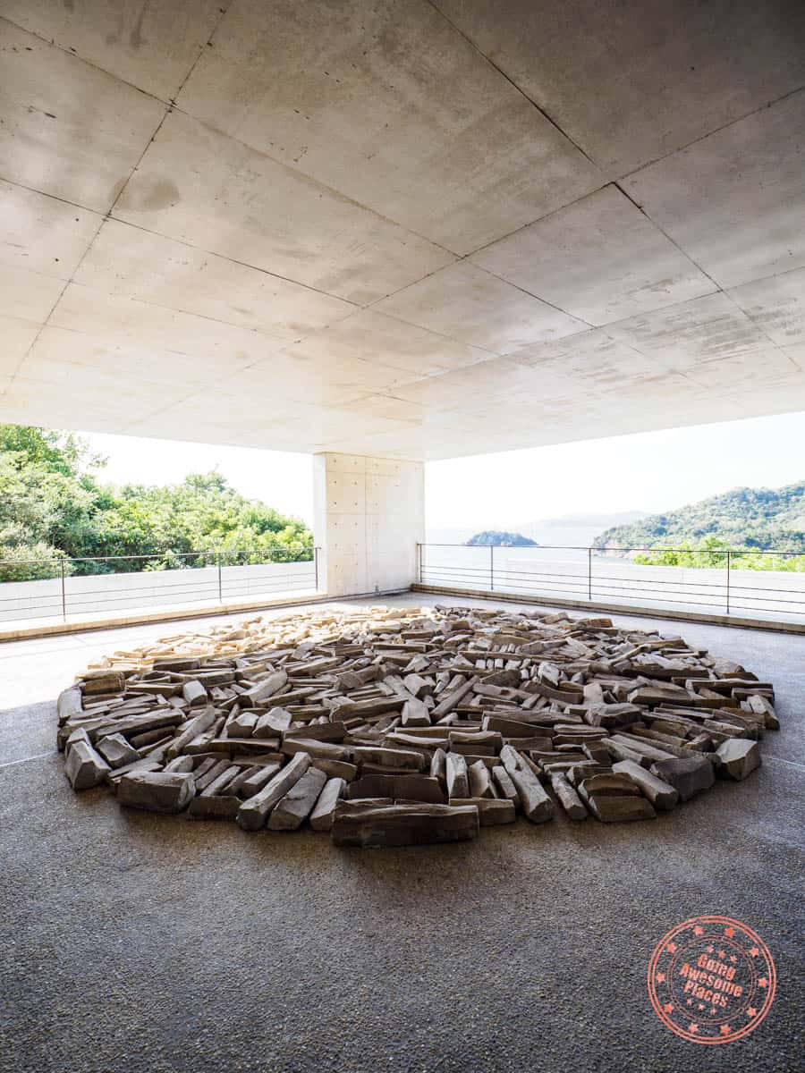 richard long's full moon stone circle at benesse house museum on naoshima island