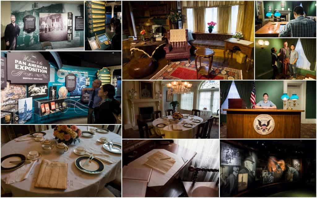 mosaic of photos of theodore roosevelt inaugural site experience in buffalo itinerary