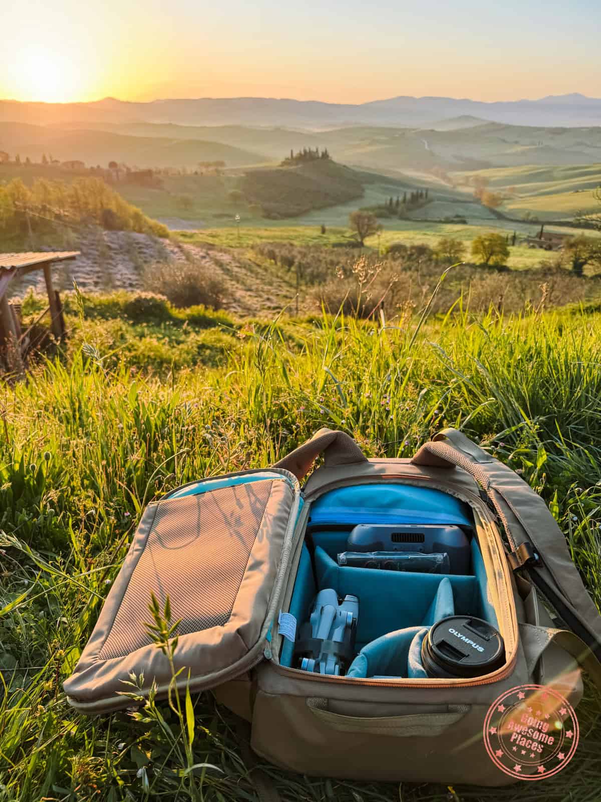 shimoda urban explore backkpack open on the ground at podere belvedere photography spot