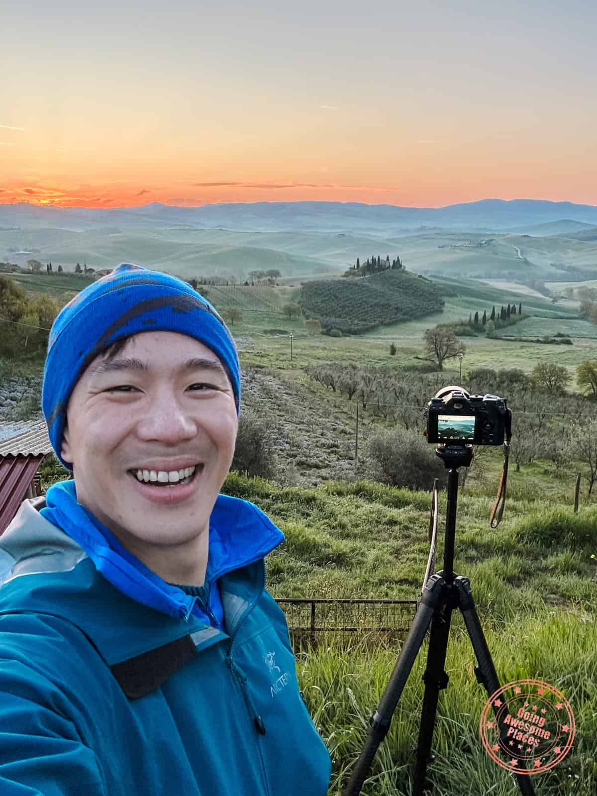 sunrise photography with tripod at podere belvedere