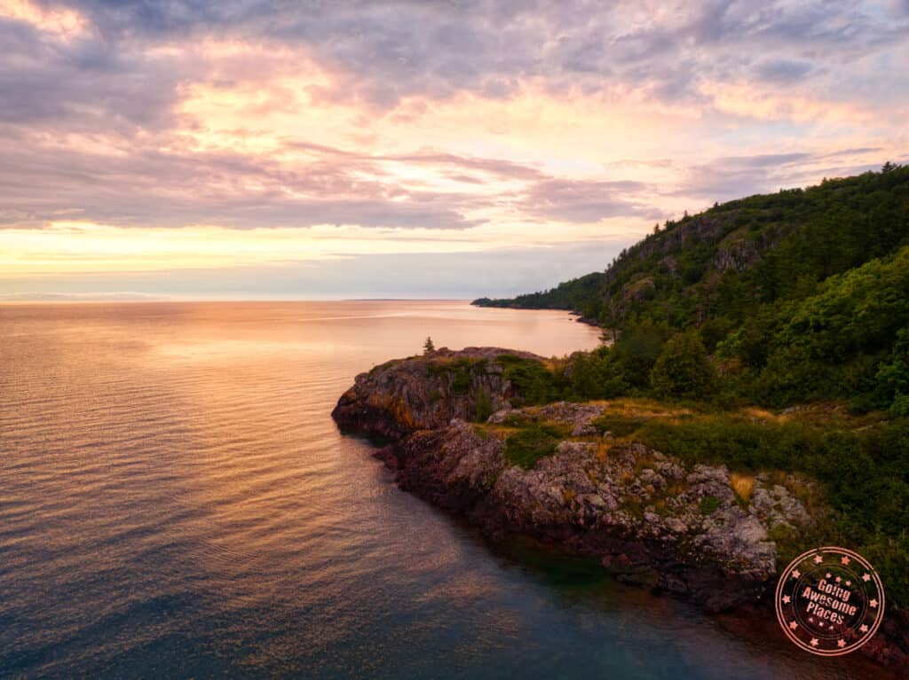 rainbow of colours at sunset from gros cap bluffs in sault ste marie ontario canada