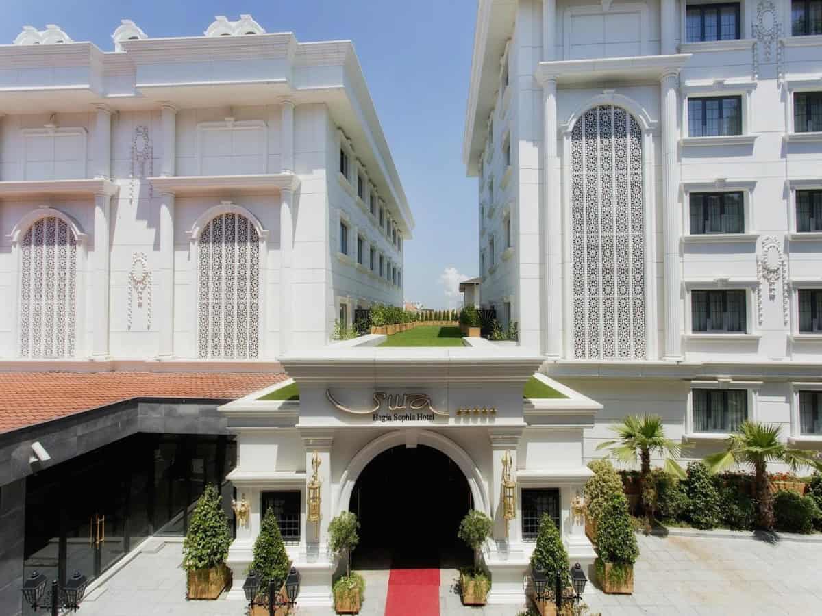 grand red carpet entrance to sura hagia sophia hotel