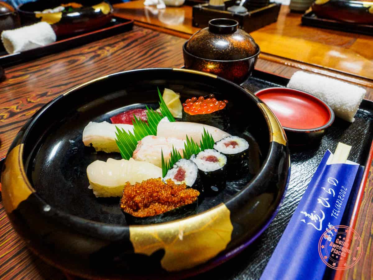 sushi hirano dinner in kiritappu town of east hokkaido