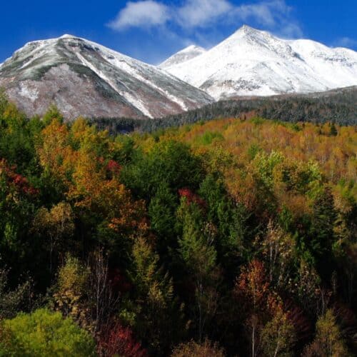 view of the japanese alps in the fall