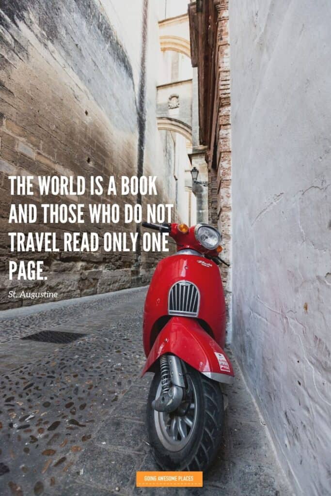 the world is a book by st augustine best travel quote with spanish moped