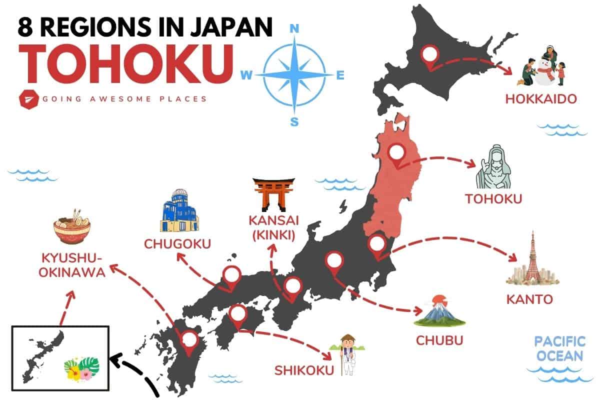 tohoku regions of japan map graphic by going awesome places