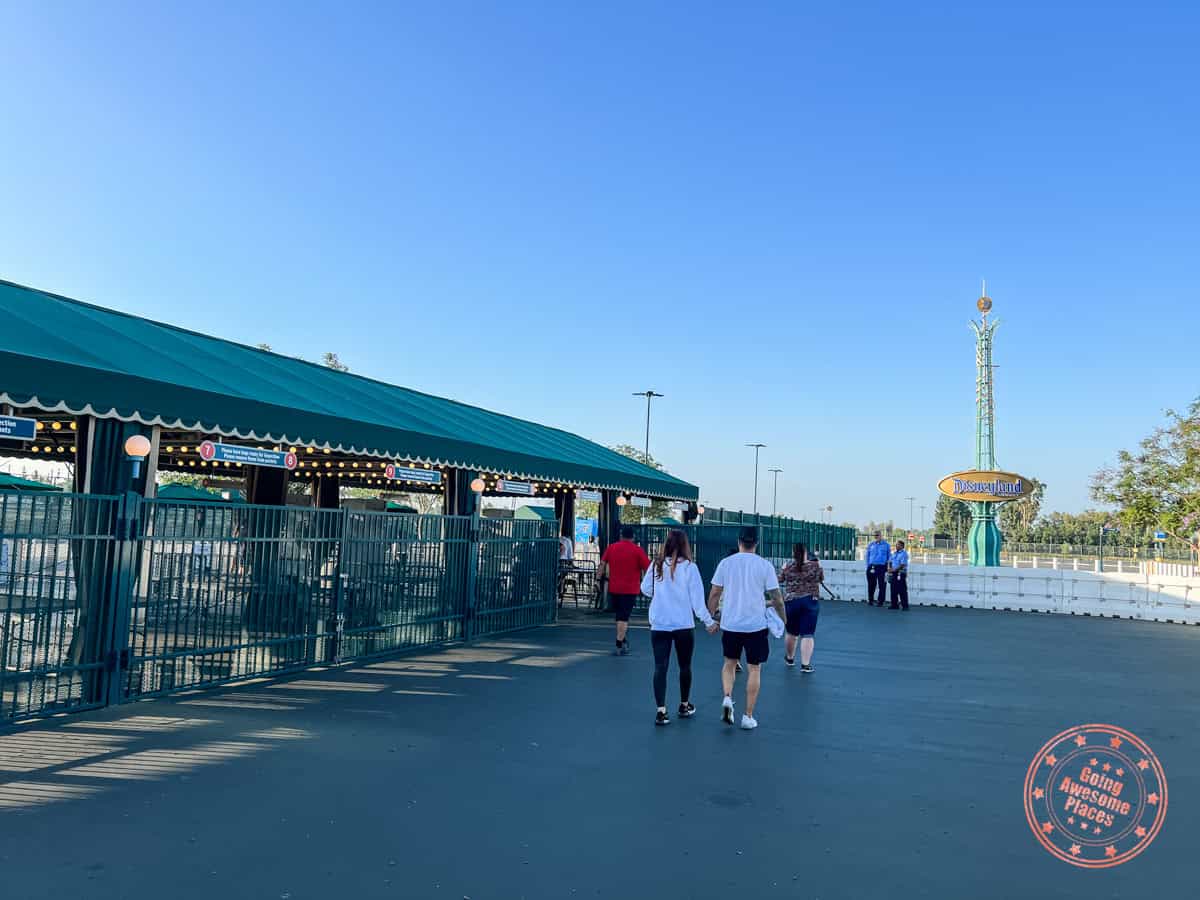 toy story lot security gate before getting on the bus shuttle