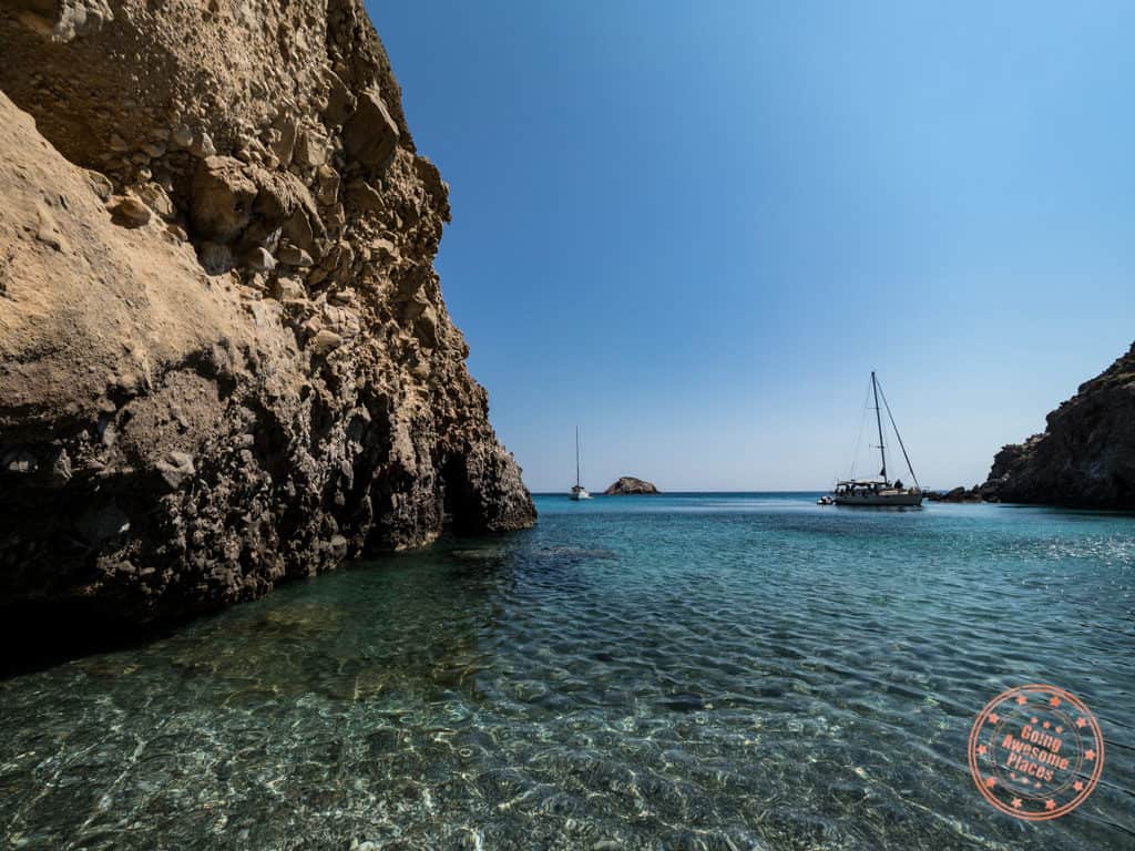 tsigrado beach cove in milos