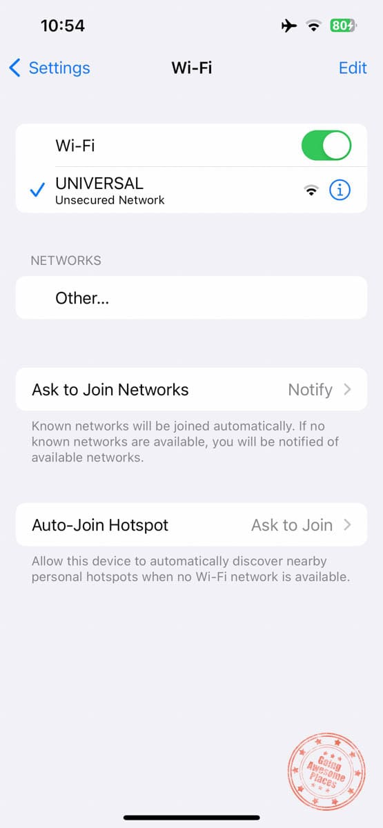 universal studios hollywood free wifi ssid