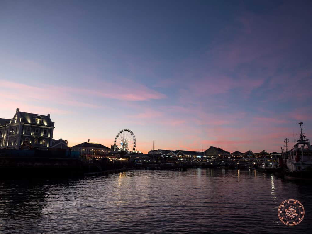 v&a waterfront sunset in cape town south africa