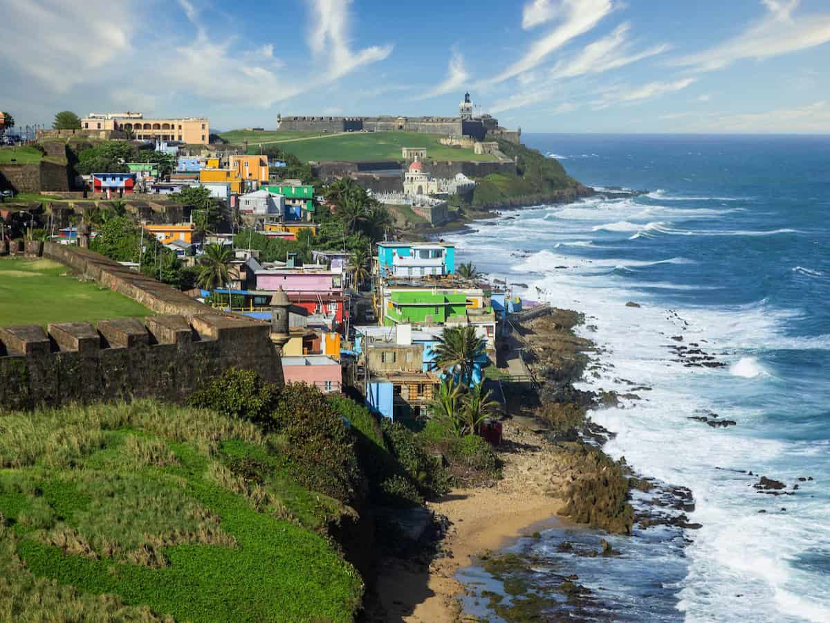 aerial view of old san juan on coast