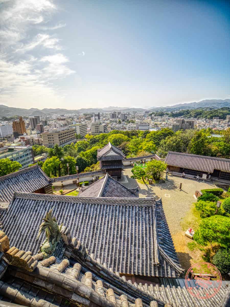view from the top of kochi castle main tower