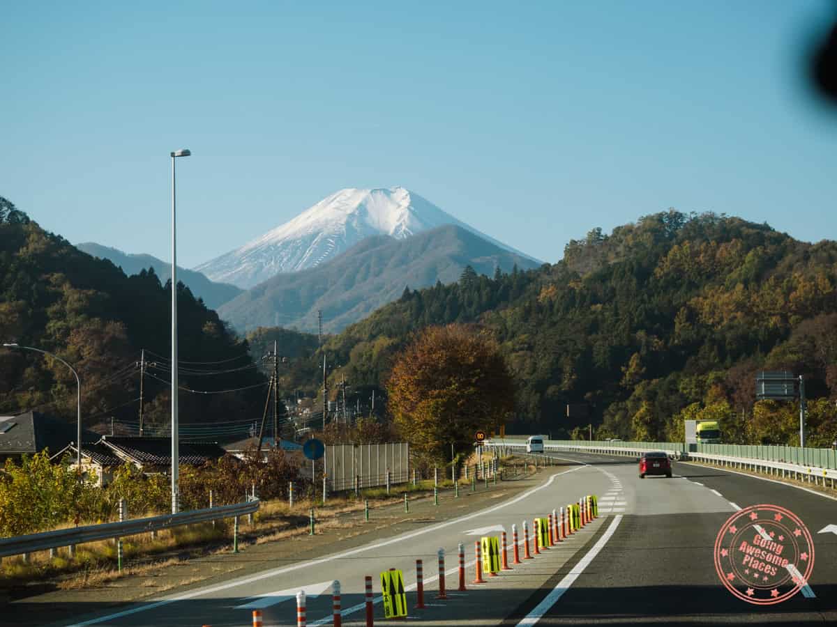 view of mt fuji from the kawaguchiko highway bus service