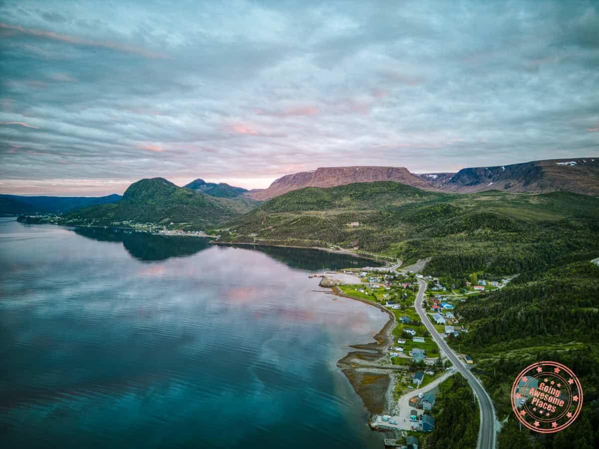 view of the tablelands in gros morne national park from an aerial position near woody point
