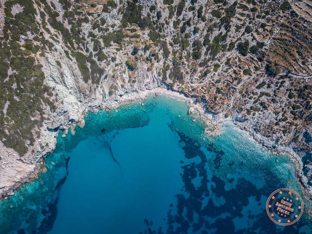 vorian beach folegandros greece aerial photo