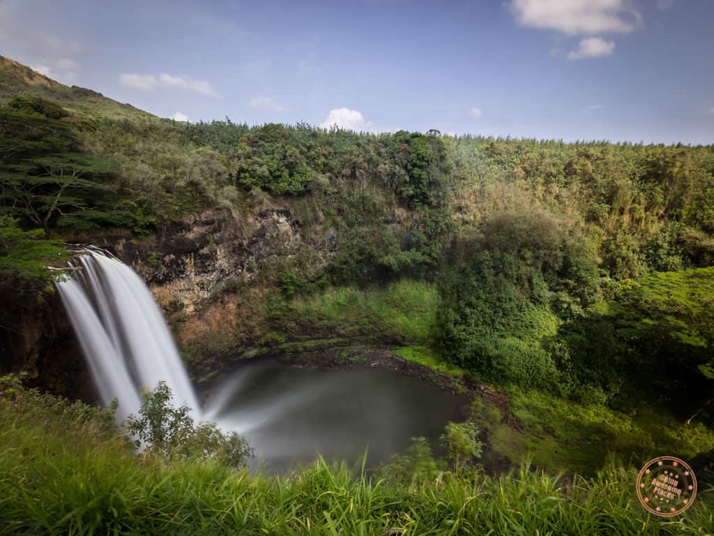 wailua falls in kauai east side neighborhood