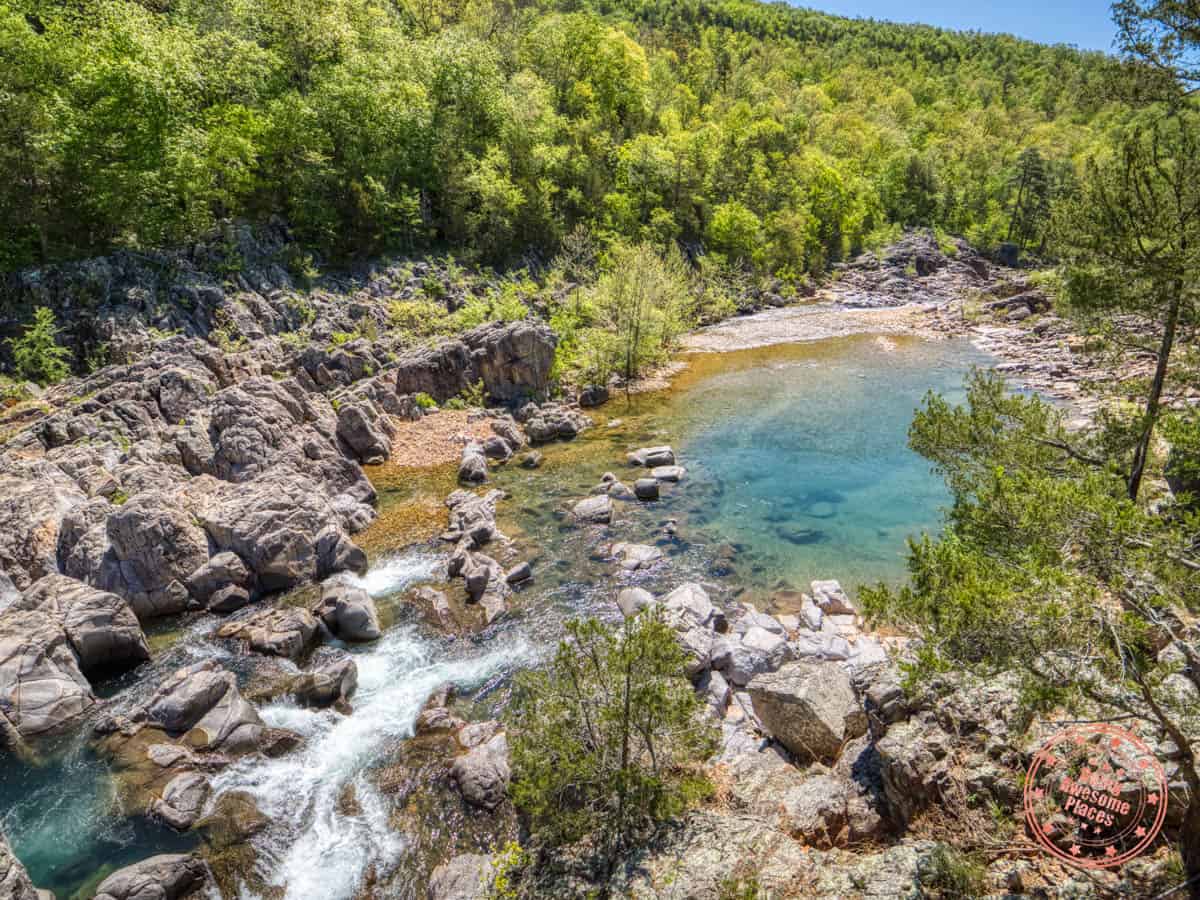 waterfall and pools at johnson's shut-ins in missouri