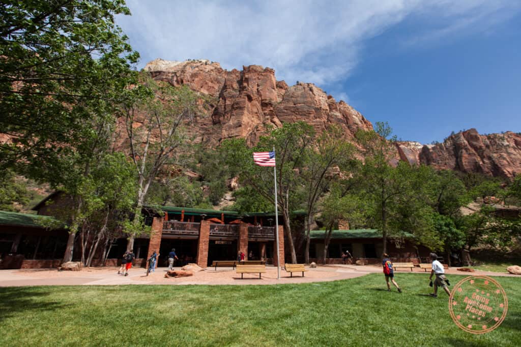 entrance to zion national park lodge entrance